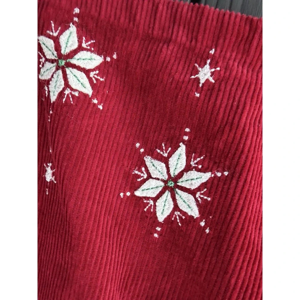 Ralph Lauren GIRLS Corduroy Jumper Dress Size 5 Snowflakes Christmas Holiday Red